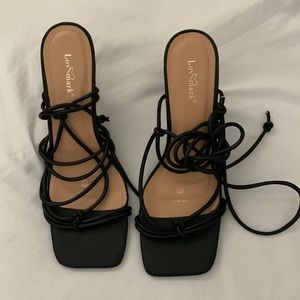 NWOT Black square toe heels